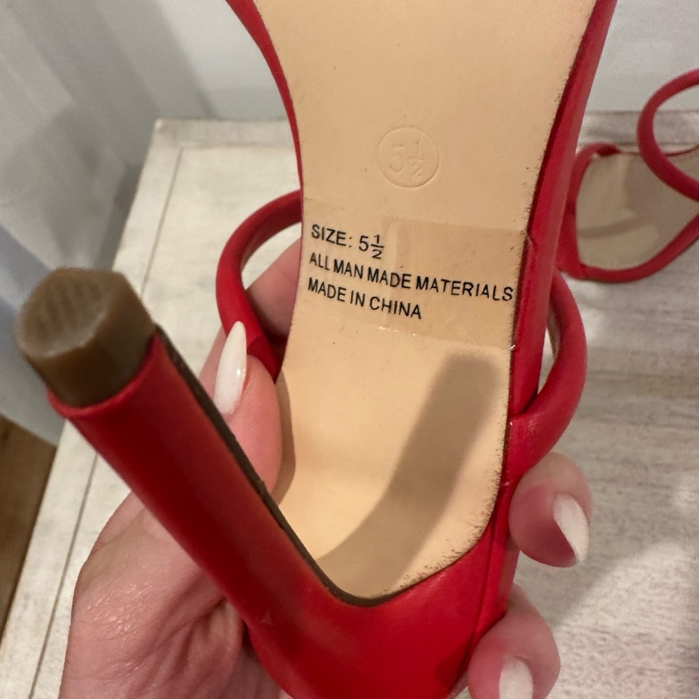 Theyaa Red Square-Toe High Heel Sandals - Picture 7 of 7